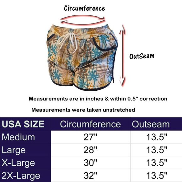 Women's Fashion Beach Shorts, Swim Trunks w Pockets, Palm Trees - Picture 3 of 3